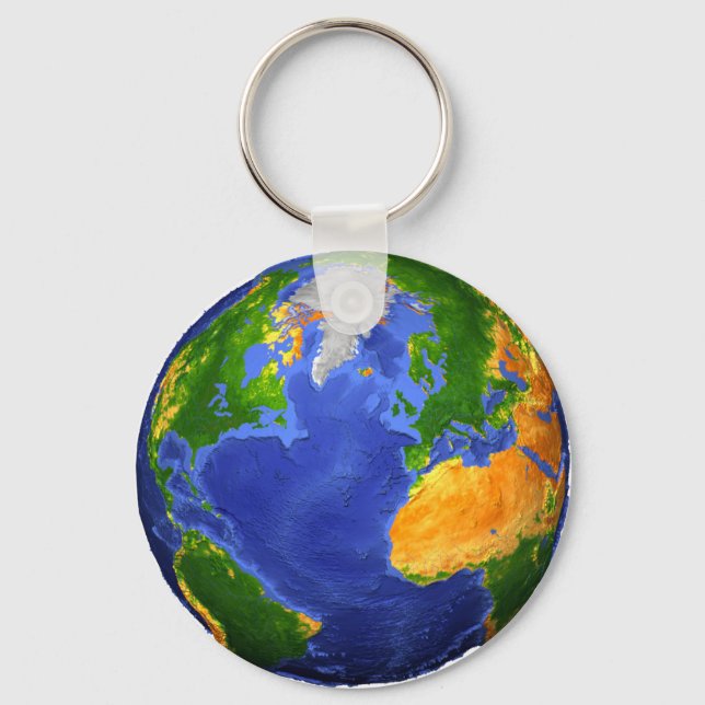Full The Earth Showing Topographic Data. Key Ring (Front)