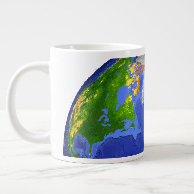 Full The Earth Showing Topographic Data. Large Coffee Mug (Left)
