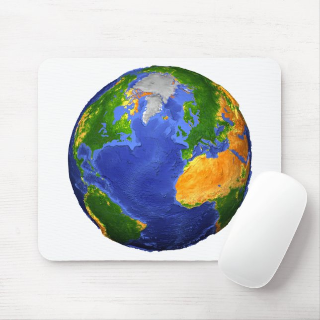 Full The Earth Showing Topographic Data. Mouse Mat (With Mouse)