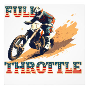 Full Throttle Dirt Bike American Flag Motocross Gr Photo Print