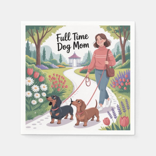 Full Time Dachshund Dog Mum Napkin (Front)