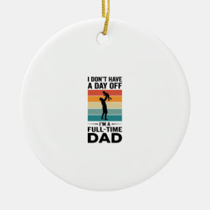 Full-Time Dad Vintage Graphic T-Shirt Design_1 Ceramic Tree Decoration