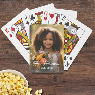Full Vertical Photo, Family Name, Year EST. Custom Playing Cards