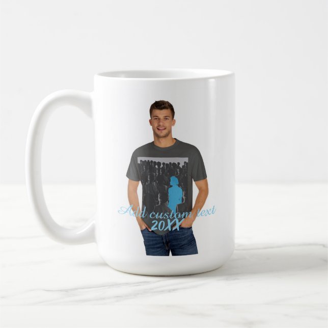 Full Vertical Photo - Script Custom Text  Coffee Mug (Left)