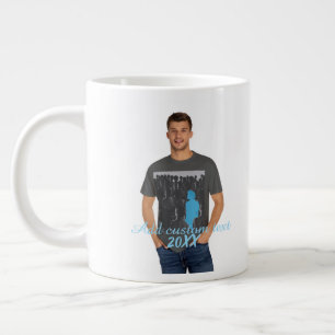 Full Vertical Photo - Script Custom Text Large Coffee Mug