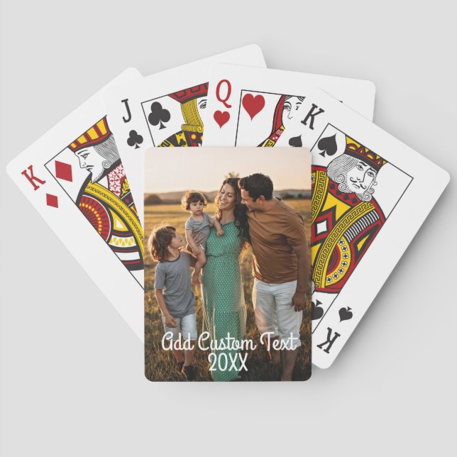Full Vertical Photo - Script Custom Text  Playing Cards (Back)