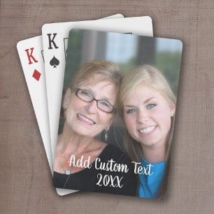 Full Vertical Photo - Script Custom Text Playing Cards