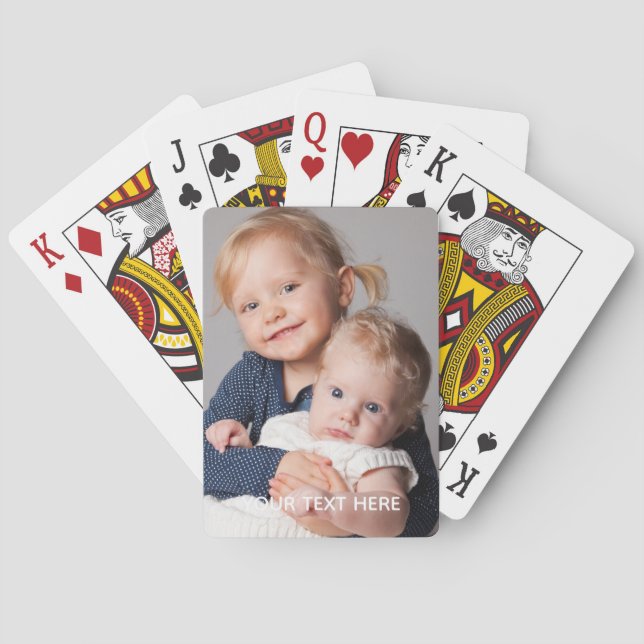 Full Vertical Photo Script Custom Text Poker Cards (Back)