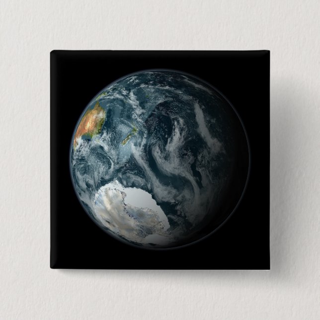 Full view of the Earth highlighting Antarctica 15 Cm Square Badge (Front)