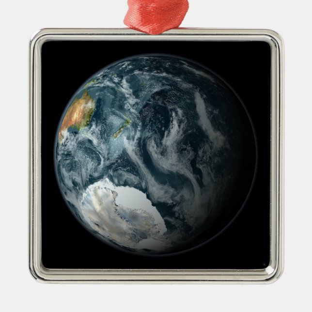 Full view of the Earth highlighting Antarctica Metal Tree Decoration (Front)