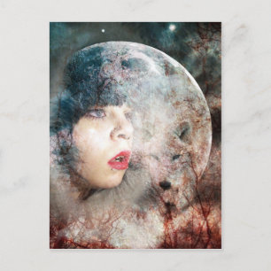 Full Wolfs Moon Rising Postcard