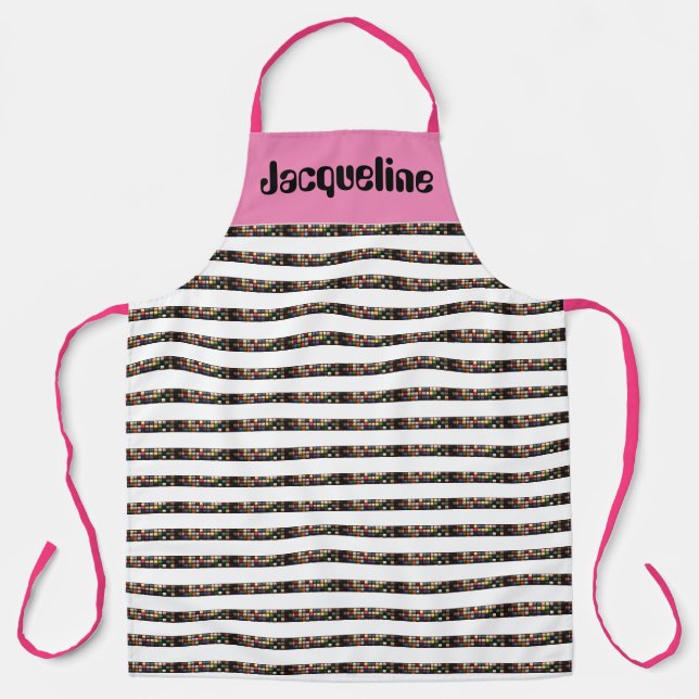 Full Womens Colourful Playful Sewing Thread Design Apron (Front)