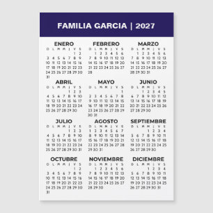 Full Year 2027 Spanish Family Magnetic Calendar