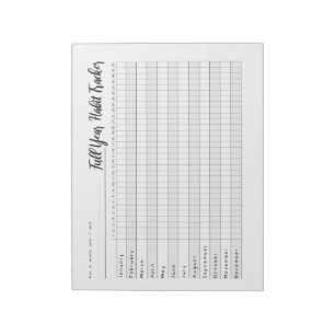 Full year habit tracker notepad