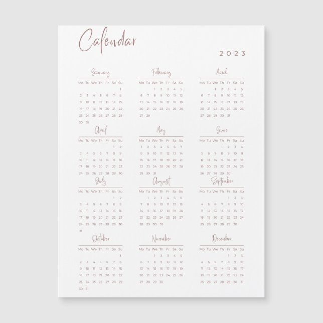 Full Year View 2023 Calendar (Front)