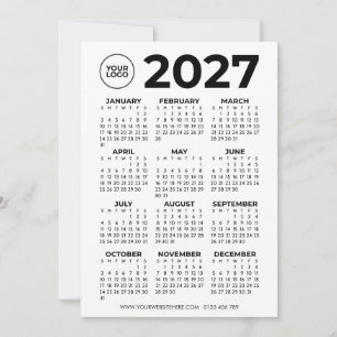 Full Year View 2027 Calendar Business Logo Invitation