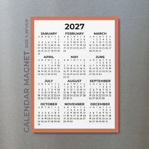 Full Year View 2027 Magnet Calendar Terracotta