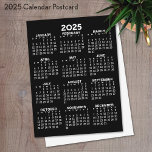 Full Year View Calendar - Basic Minimal Postc Postcard<br><div class="desc">A 2025 basic calendar in black and white. A standard look for your home office or school locker. A simple full year at a glance calendar to use all year long.</div>