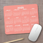 Full Year View Calendar - horizontal Mouse Mat<br><div class="desc">Coral and White - A minimal, basic 12 month calendar with a solid colour background. A standard look for your home office or school locker. The fonts are simple to read, and the colours can be changed. -------- If you open the customise area, it will take to you to an...</div>