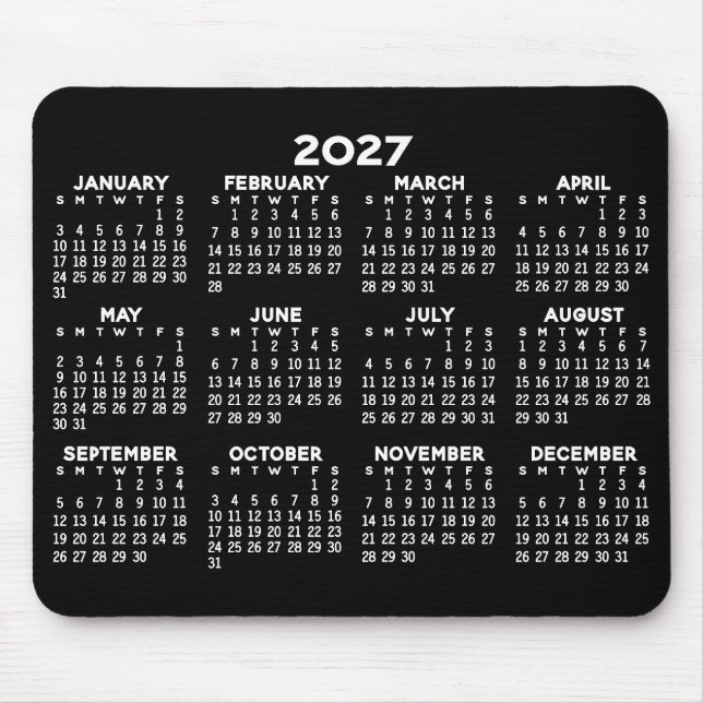 Full Year View Calendar - horizontal Mouse Mat (Front)
