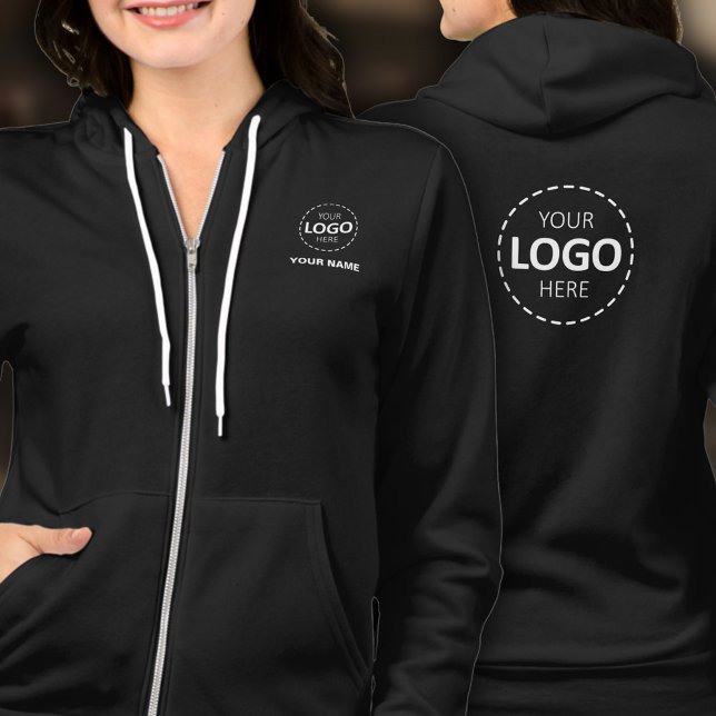 Full Zip Hoodie – Front & Back Logo, Name, Black (Creator Uploaded)