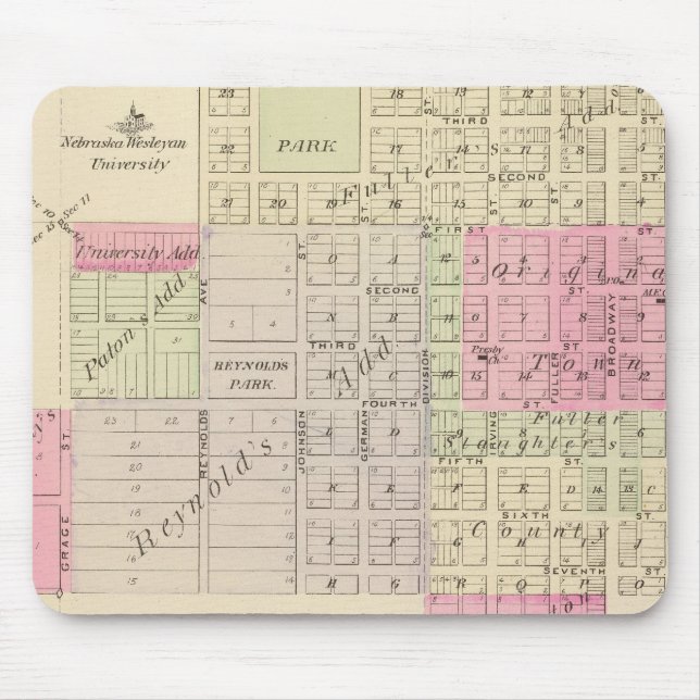 Fullerton and Genoa, Nebraska Mouse Mat (Front)