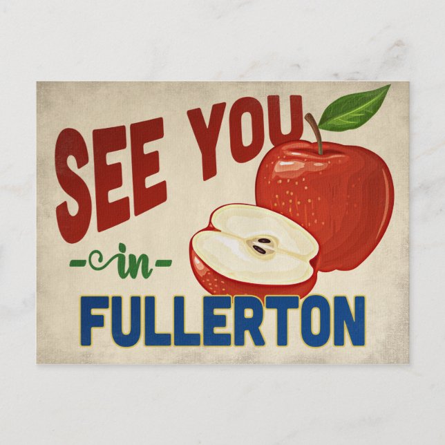 Fullerton California Apple - Vintage Travel Postcard (Front)