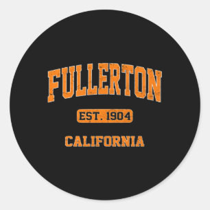 Fullerton California Ca State Athletic Style Classic Round Sticker