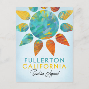 Fullerton California Sunshine Travel Postcard