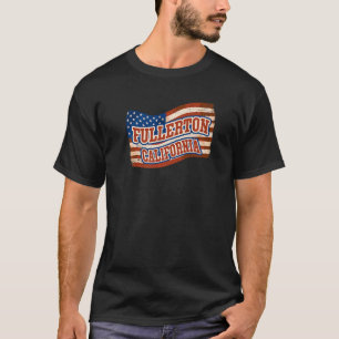 Fullerton City California Vintage American Flag T-Shirt