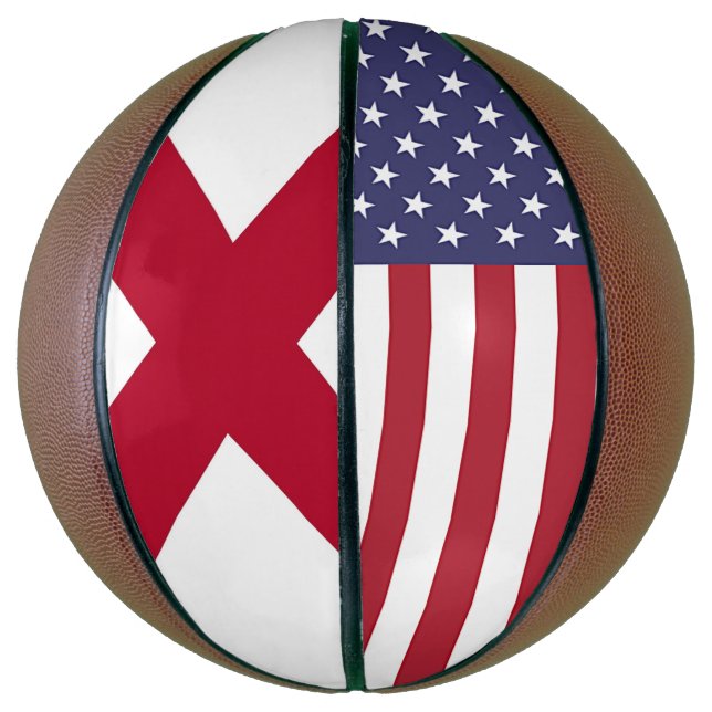 Fullsize Basketball with Flag of Alabama, USA (Vertical)