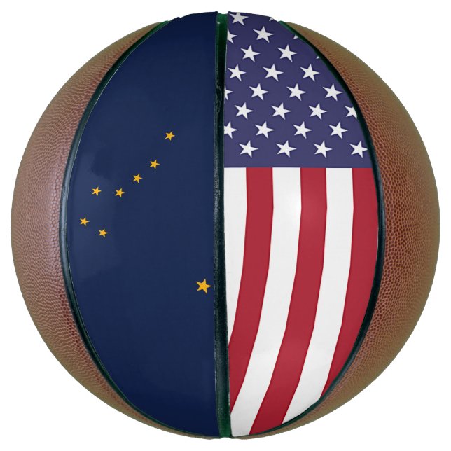 Fullsize Basketball with Flag of Alaska, USA (Vertical)