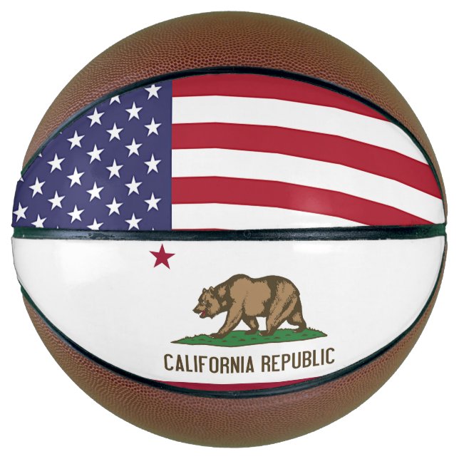 Fullsize Basketball with Flag of California, USA (Front)