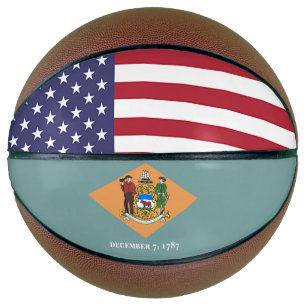 Fullsize Basketball with Flag of Delaware, USA