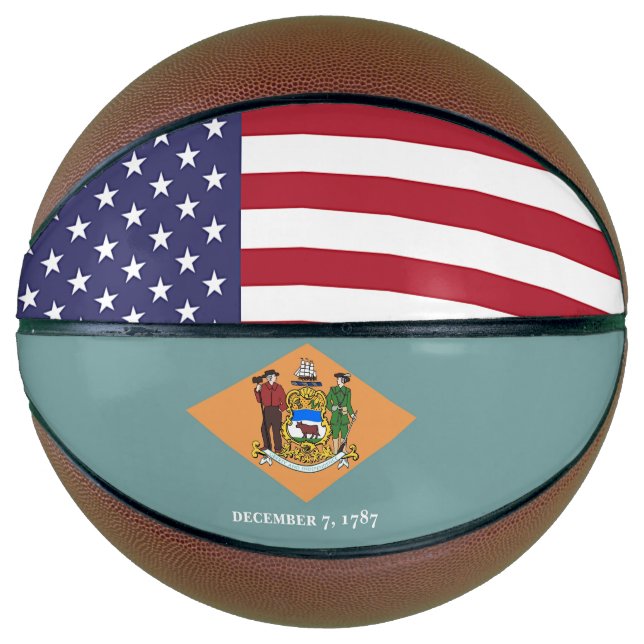 Fullsize Basketball with Flag of Delaware, USA (Front)