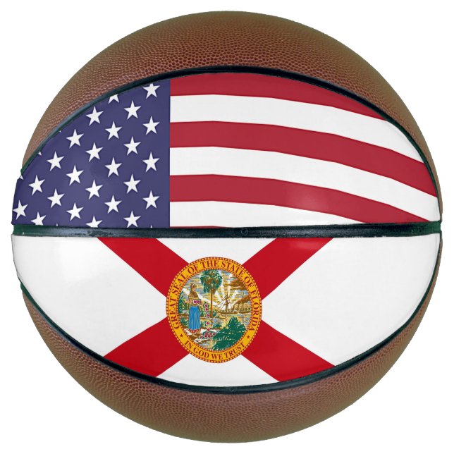 Fullsize Basketball with Flag of Florida, USA (Front)