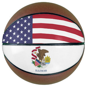 Fullsize Basketball with Flag of Illinois, USA