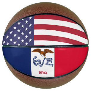 Fullsize Basketball with Flag of Iowa, USA