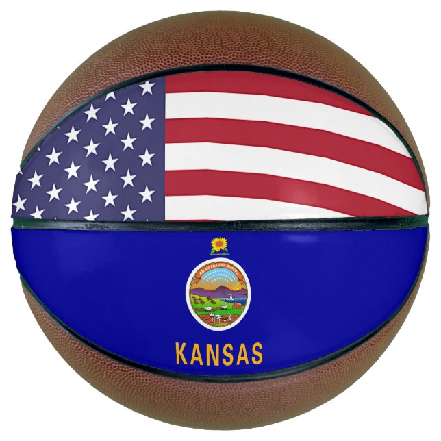 Fullsize Basketball with Flag of Kansas, USA (Front)