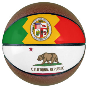 Fullsize Basketball with Flag of Los Angeles, USA