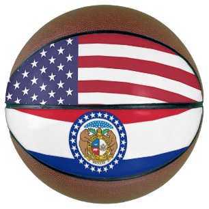 Fullsize Basketball with Flag of Missouri USA