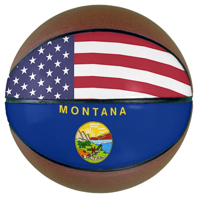 Fullsize Basketball with Flag of Montana, USA (Front)