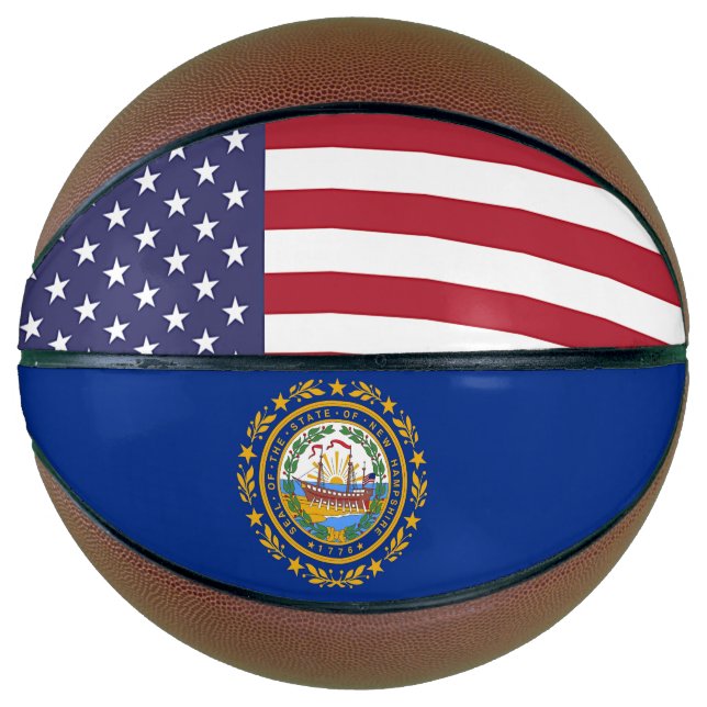 Fullsize Basketball with Flag of New Hampshire USA (Front)