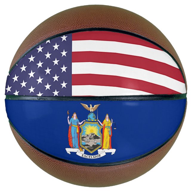 Fullsize Basketball with Flag of New York, USA (Front)