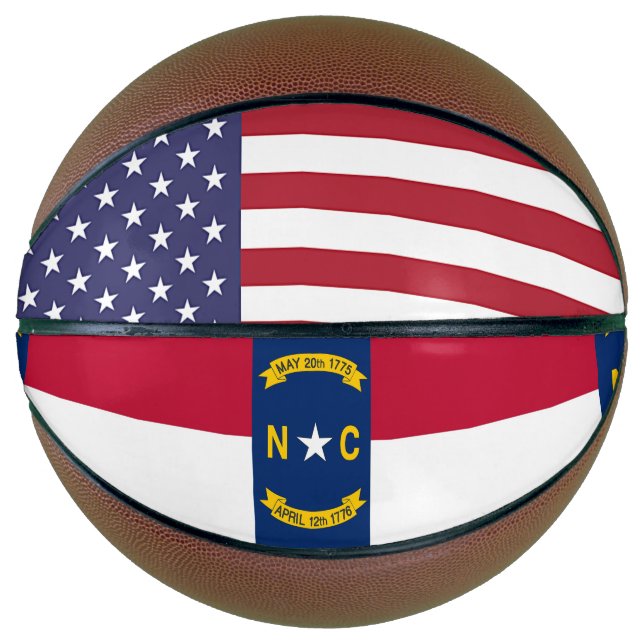 Fullsize Basketball with Flag of North Carolina (Front)