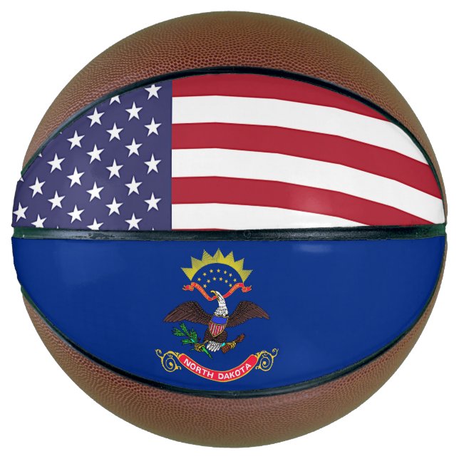 Fullsize Basketball with Flag of North Dakota (Front)