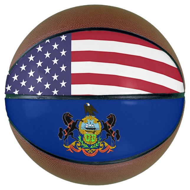 Fullsize Basketball with Flag of Pennsylvania, USA (Front)