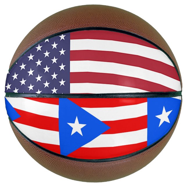 Fullsize Basketball with Flag of Puerto Rico, USA (Front)