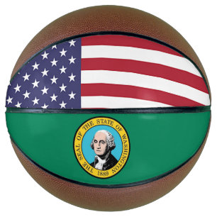 Fullsize Basketball with Flag of Washington State