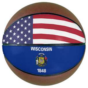 Fullsize Basketball with Flag of Wisconsin State